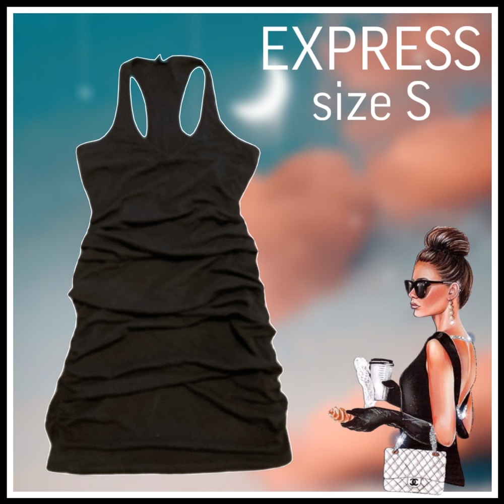 little black EXPRESS tight scrunched DRESS size S